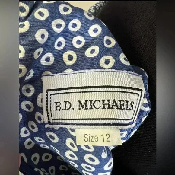 VTG 1980’s Ed Michaels Blue & White Belted Midi Dress Sz 12 - Picture 5 of 5